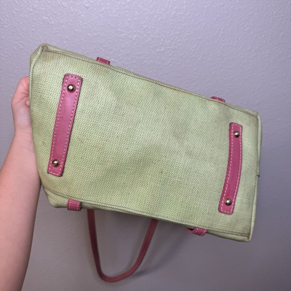 Dooney and Bourke Large Shopper Tote/East West Green Pink - Picture 3 of 5